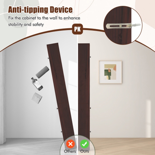 Gymax Tall Slim Bathroom Storage Cabinet Linen Tower w/Drawer Adjustable Shelves