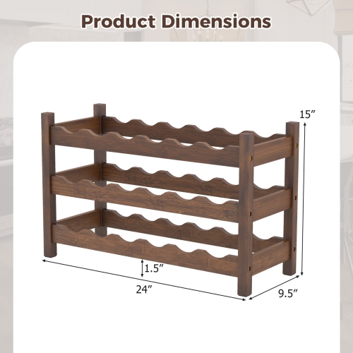 Gymax 3 Tier 18 Bottle Wine Storage Cabinet Shelf Bamboo Wine Rack for Wine Lovers