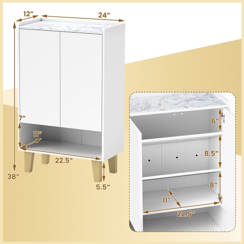 Gymax Shoe Storage Cabinet Freestanding Shoe Organizer w/ Anti-tipping Kit Open Shelf