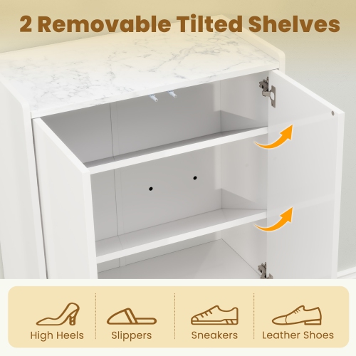 Gymax Shoe Storage Cabinet Freestanding Shoe Organizer w/ Anti-tipping Kit Open Shelf
