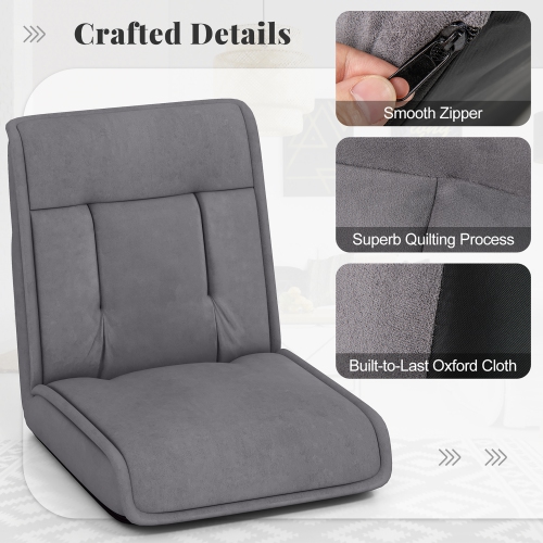 Gymax Folding Floor Chair Convertible Lazy Sofa Chair w/ Adjustable Backrest