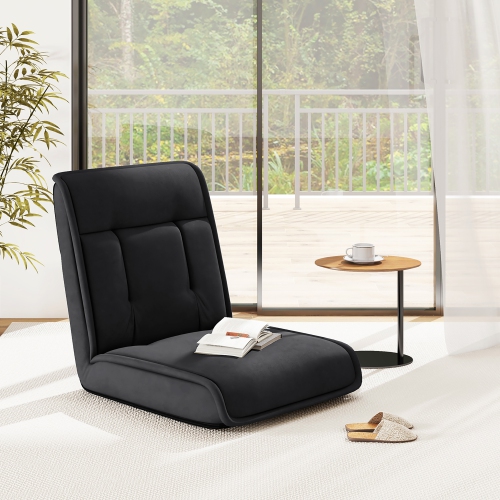 Gymax Folding Floor Chair Convertible Lazy Sofa Chair w/ Adjustable Backrest