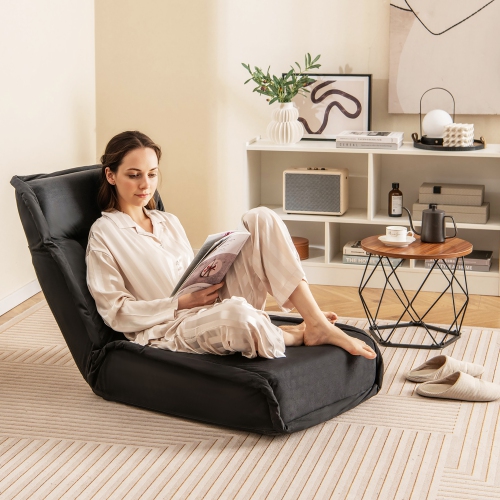 Gymax Folding Floor Chair Convertible Lazy Sofa Chair w/ Adjustable Backrest