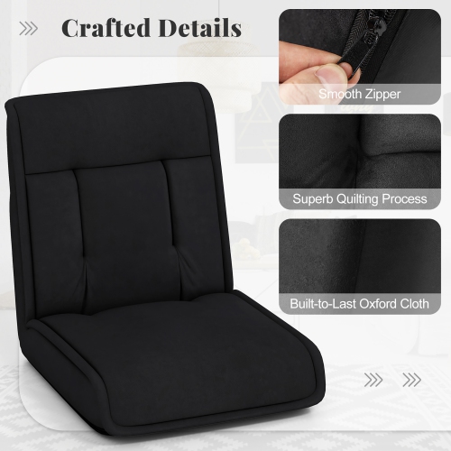 Gymax Folding Floor Chair Convertible Lazy Sofa Chair w/ Adjustable Backrest