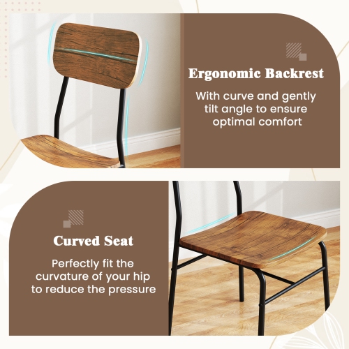 Gymax 3-Piece Wood Square Kitchen Table & Chair Set w/ Metal Frame Storage Rack