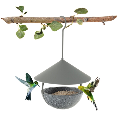 Gymax Metal Bird Feeder Bath for Outdoors Hanging w/ Resin Dome & Water Bowl