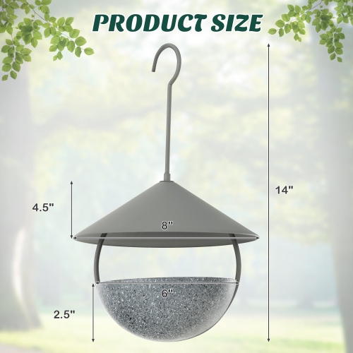Gymax Metal Bird Feeder Bath for Outdoors Hanging w/ Resin Dome & Water Bowl