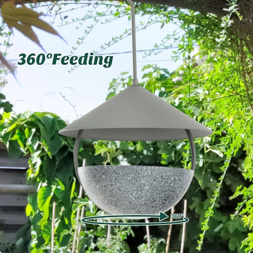 Gymax Metal Bird Feeder Bath for Outdoors Hanging w/ Resin Dome & Water Bowl