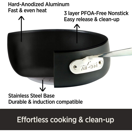All-Clad HA1 Hard Anodized Nonstick 4-Quart Stockpot, Induction Compatible, Oven Safe, Black