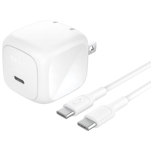 Belkin 45W USB-C Wall Charger with USB-C Cable - White