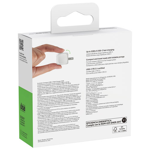 Belkin 30W USB-C Wall Charger - White