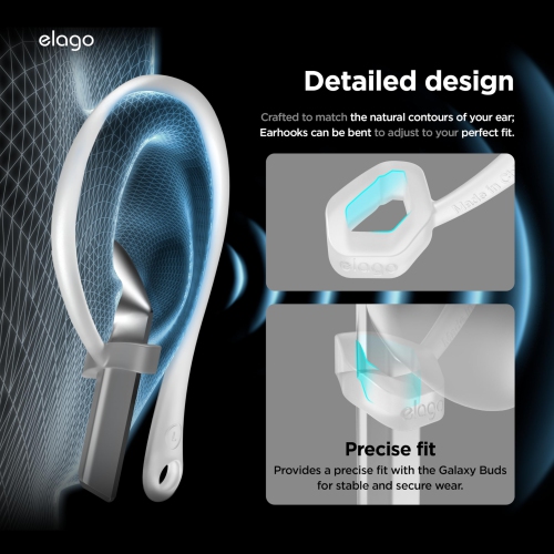 elago Ear Hooks Designed for Samsung Galaxy Buds 3 & Galaxy Buds 3 Pro Earbuds Accessories, Anti-Slip, Ergonomic Design, Comfortable Fit