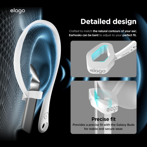 elago Ear Hooks Designed for Samsung Galaxy Buds 3 & Galaxy Buds 3 Pro Earbuds Accessories, Anti-Slip, Ergonomic Design, Comfortable Fit