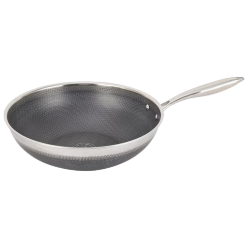 Kitchen Star Tri-Ply Stainless Steel 32 CM Honeycomb Wok