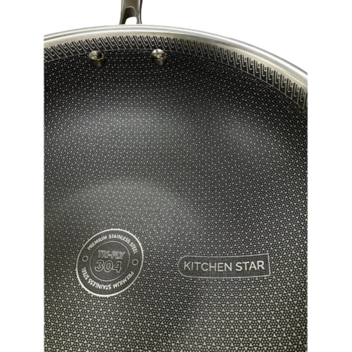 Kitchen Star Tri-Ply Stainless Steel 32 CM Honeycomb Wok