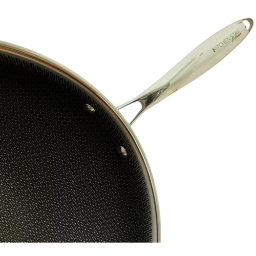 Kitchen Star Tri-Ply Stainless Steel 32 CM Honeycomb Wok