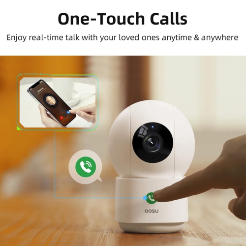 Aosu C2E 4MP Wireless Dual-Band Wi-Fi Smart Indoor Camera with One-Button Call Function, 2-Way Audio and Motion Tracking