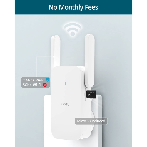 Sonnette vidéo intelligente Wi-Fi sans fil à batterie V8P 4 Mpx d'Aosu avec détection par intelligence artificielle