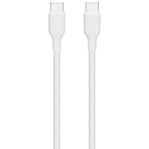 Best Buy Essentials 1.2m (4 ft.) USB-C to USB-C Braided Cable - White