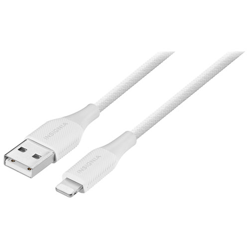 Insignia 1.2m (3.9 ft.) Braided USB-A to Lightning Cable (NS-MCA4AL2-C) - 2 Pack - White - Only at Best Buy