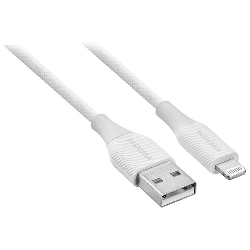 Insignia 1.2m (3.9 ft.) Braided USB-A to Lightning Cable (NS-MCA4AL2-C) - 2 Pack - White - Only at Best Buy