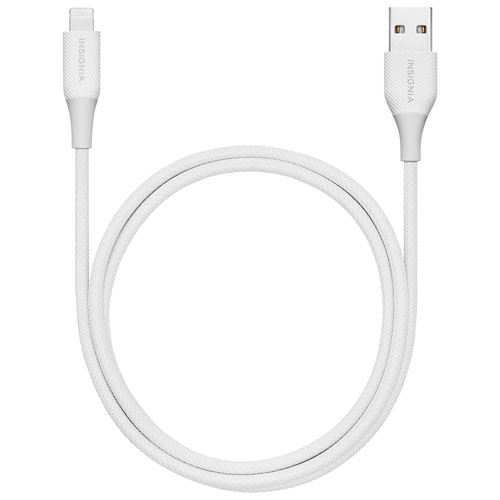 Insignia 1.2m (3.9 ft.) Braided USB-A to Lightning Cable (NS-MCA4AL2-C) - 2 Pack - White - Only at Best Buy