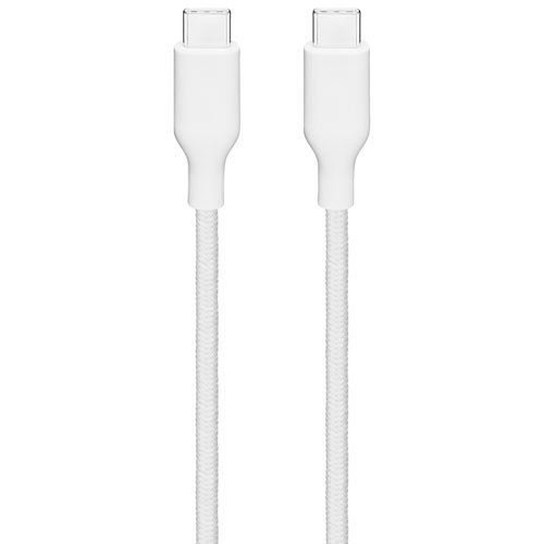 Best Buy Essentials 3m (9.8 ft.) Braided USB-C to USB-C Cable (BE-MCA10CCW-C) - White - Only at Best Buy