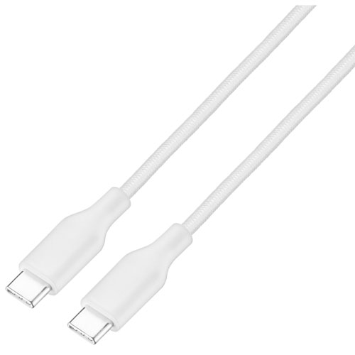 Best Buy Essentials 3m (9.8 ft.) Braided USB-C to USB-C Cable (BE-MCA10CCW-C) - White - Only at Best Buy