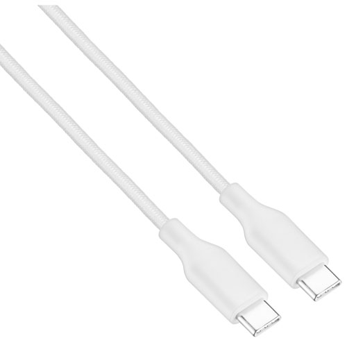 Best Buy Essentials 3m (9.8 ft.) Braided USB-C to USB-C Cable (BE-MCA10CCW-C) - White - Only at Best Buy