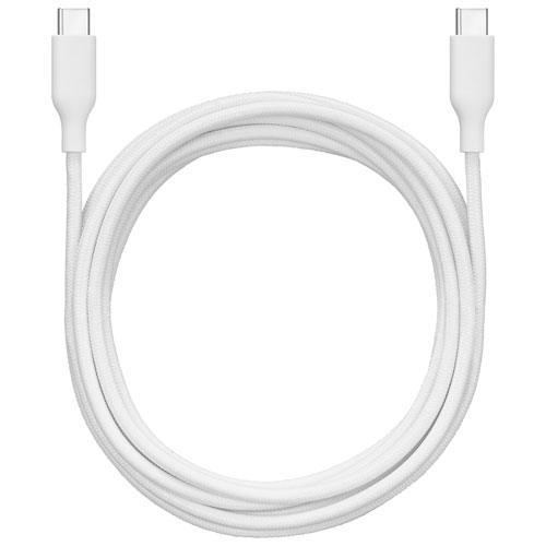 Best Buy Essentials 3m (9.8 ft.) Braided USB-C to USB-C Cable (BE-MCA10CCW-C) - White - Only at Best Buy