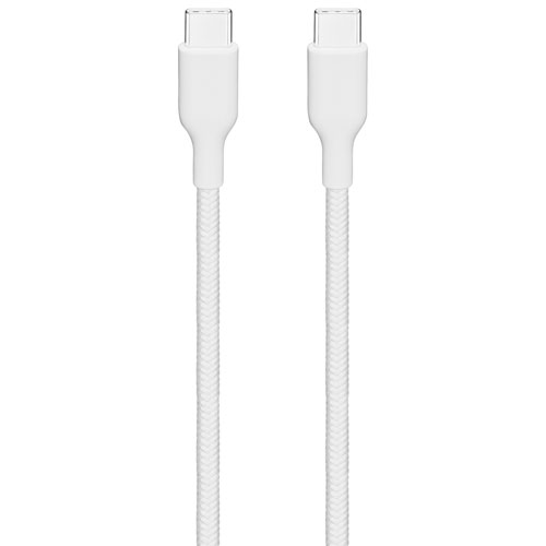 Best Buy Essentials 1.8m (6 ft.) USB-C to USB-C Braided Cable - White