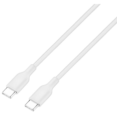Best Buy Essentials 1.8m (6 ft.) USB-C to USB-C Braided Cable - White