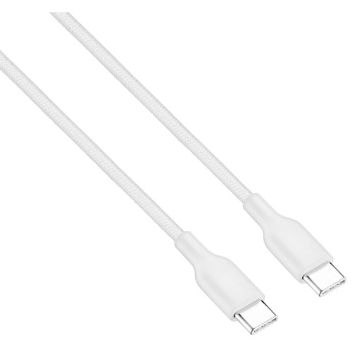 Best Buy Essentials 1.8m (6 ft.) USB-C to USB-C Braided Cable - White
