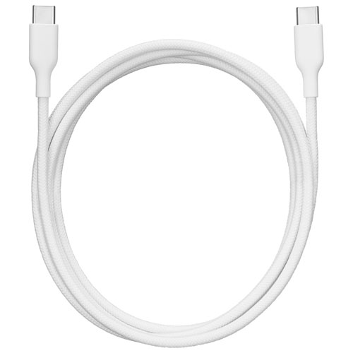 Best Buy Essentials 1.8m (6 ft.) USB-C to USB-C Braided Cable - White
