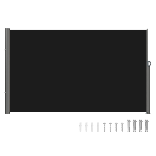 Image 1 de 9.. Auvent latéral rétractable VEVOR 63 x 118&nbsp;po, écran d'intimité extérieur en aluminium, écran de terrasse rétractable en polyester 280&nbsp;g