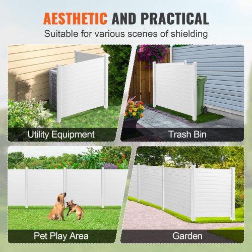 VEVOR 50" W x 50" H Outdoor Privacy Screens, Air Conditioner Fence, Pool Equipment Enclosure, Horizontal Vinyl Privacy Fence, Perfect to Enclose