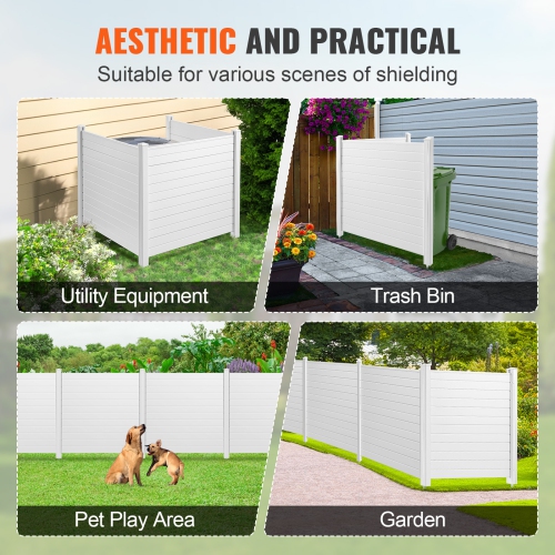 VEVOR 50" W x 50" H Outdoor Privacy Screens,Air Conditioner Fence, Pool Equipment Enclosure, Horizontal Vinyl Privacy Fence, Perfect to Enclose Trash