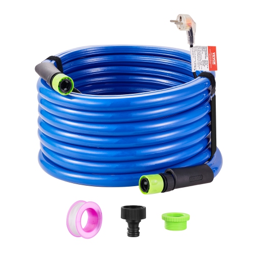 VEVOR 30ft Heated Water Hose for RV, Heated Drinking Water Hose Antifreeze to -45°F, Automatic Self-regulating, 5/8" I.D. with 3/4" GHT Adapter, Lead
