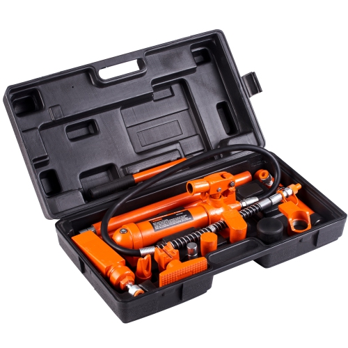 VEVOR 4 Ton Porta Power Kit, Portable Hydraulic Jack with 3.9 ft/1.2 m Oil Hose, Auto Body Frame Repair Kit with Storage Case for Car Repair, Truck,