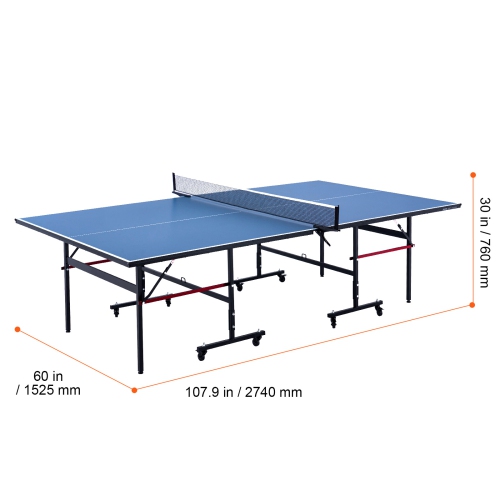 VEVOR 12mm Ping Pong Table,Professional Table Tennis Game,Indoor MDF Table Tennis Table,Ping Pong Table with Quick Clamp Net and Lockable Wheel, 10