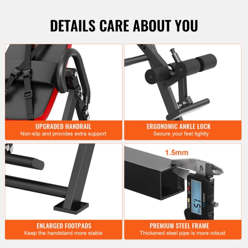 VEVOR 300 lbs Capacity Heavy Duty Inversion Table,Decompression Back Stretcher Machine, Strength Training Equipment with Headrest, Ankle Lock,