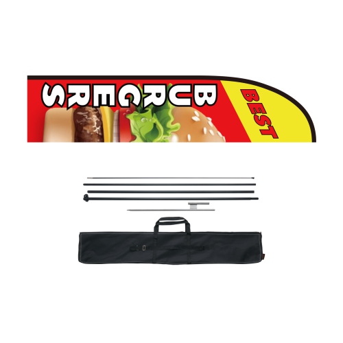 VEVOR 16.3 FT Burger Restaurant Advertising Feather Flag with Pole Kit, Advertising Flags for Business Outside, Includes 1 Banner Flag, 1 Pole, 1
