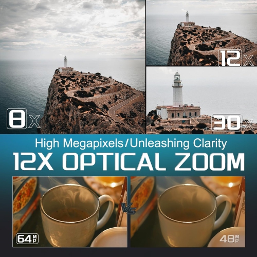 64MP Digital Cameras for Photography,12 X Optical Zoom with WiFi & App Control,4K vlogging Camera for YouTube,Auto Focus,Camera Straps,2 battries and