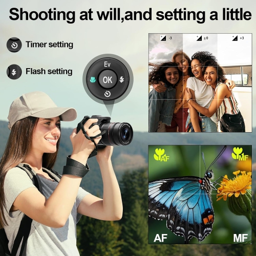 64MP Digital Cameras for Photography,12 X Optical Zoom with WiFi & App Control,4K vlogging Camera for YouTube,Auto Focus,Camera Straps,2 battries and