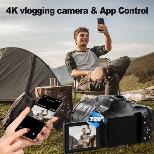 Digital Camera for Photography 64MP 12 x Optical Zoom Bridge with Macro,4K vlogging for YouTube,Auto Focus,Straps,2 battries and 32 SD Card