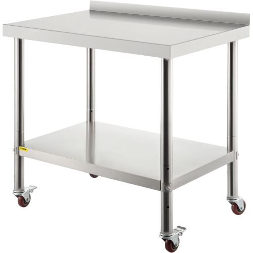Table de préparation en acier inoxydable VEVOR de 36 x 24 x 35&nbsp;po, table coulissante en métal robuste 440&nbsp;lb avec dosseret réglable sous la