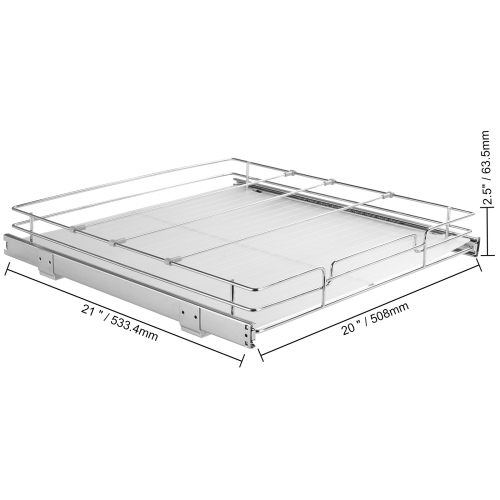 VEVOR 20"W x 21"D Pull Out Cabinet Organizer, Heavy Duty Slide Out Pantry Shelves, Chrome-Plated Steel Roll Out Drawers, Sliding Drawer Storage for