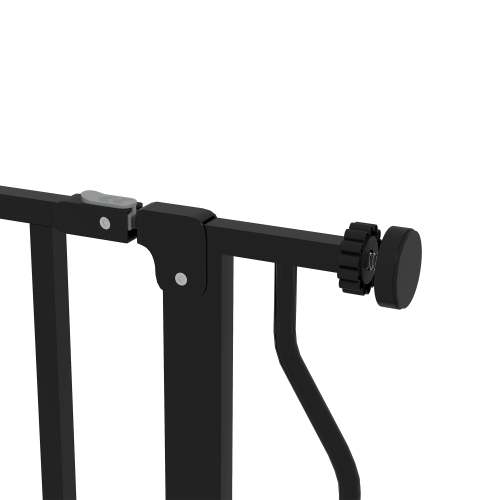 PawHut 30"- 45" Extra Wide Dog Gate with Door, Double Locking System, Easy Install Pet Gate for Stairs, Hallways, and Doorways, Black