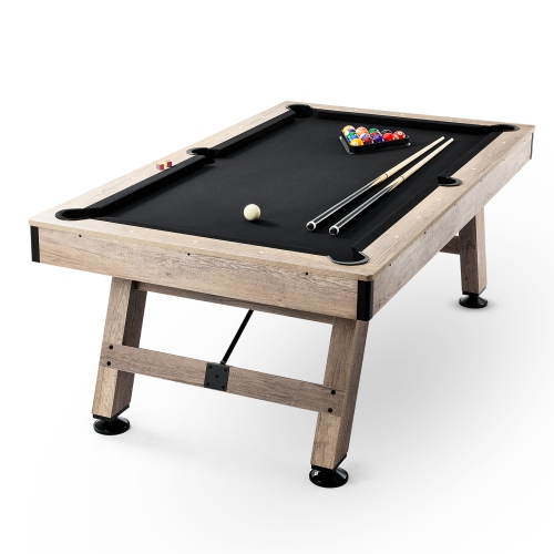 VEVOR 7 ft Pool Table,Adjust Legs Stable Billiards Table,Pool Table Set Includes Balls, Cues,Chalks and Brush, Wood Color with Black Cloth,Perfect
