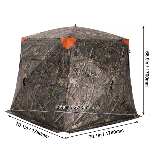 VEVOR 270° Hunting Blind, See Through Ground Blind, 4-5 Person Pop Up Deer Blind for Hunting with Bag, Resilient Hunting Tent, One-Way See-Through